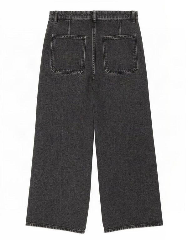 Jeans Zara da donna a gamba larga a vita alta EU 36 XS W26 L25 Grigio