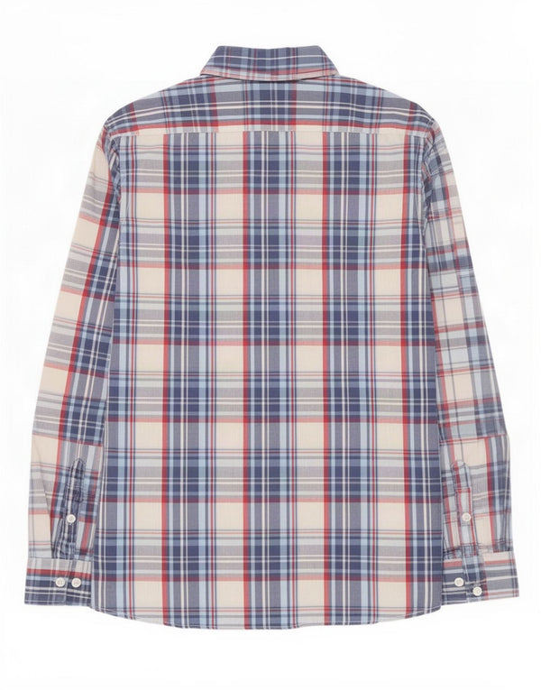 Camicia Benetton Uomo Cotone Check Blu Medio