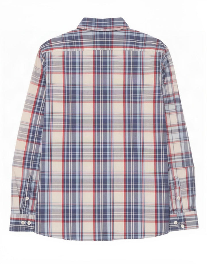 Camicia Benetton Uomo Cotone Check Blu Medio