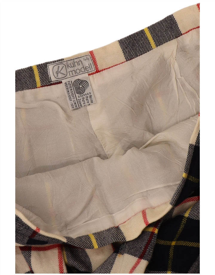 Gonna a pieghe da donna Kuhn IT 44 media W30 lana a quadri blu navy