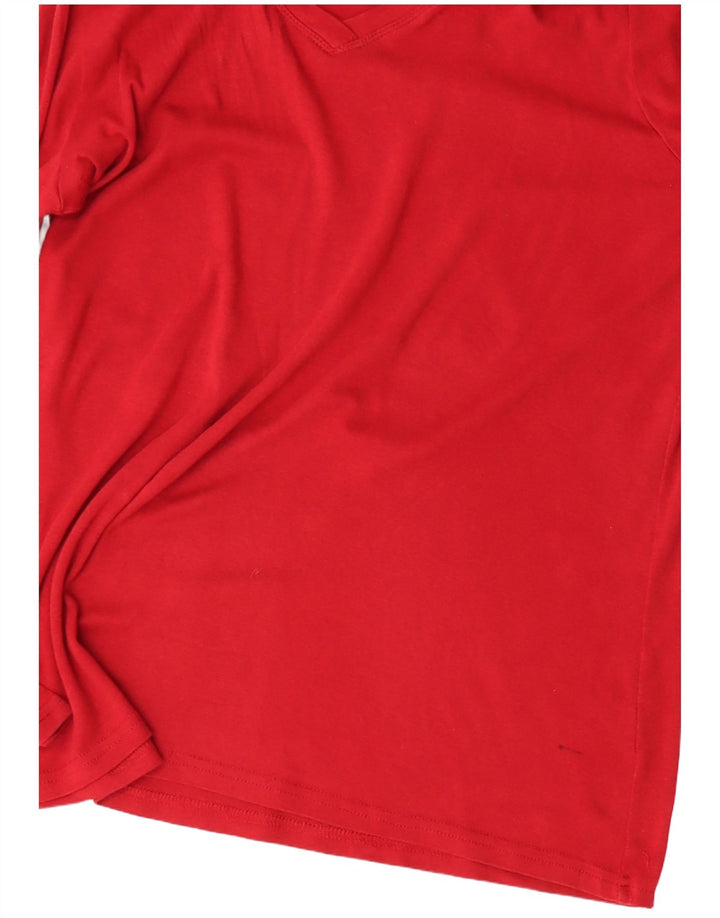 Eddie Bauer Top da donna a maniche lunghe UK 16 Large Rosso Cotone