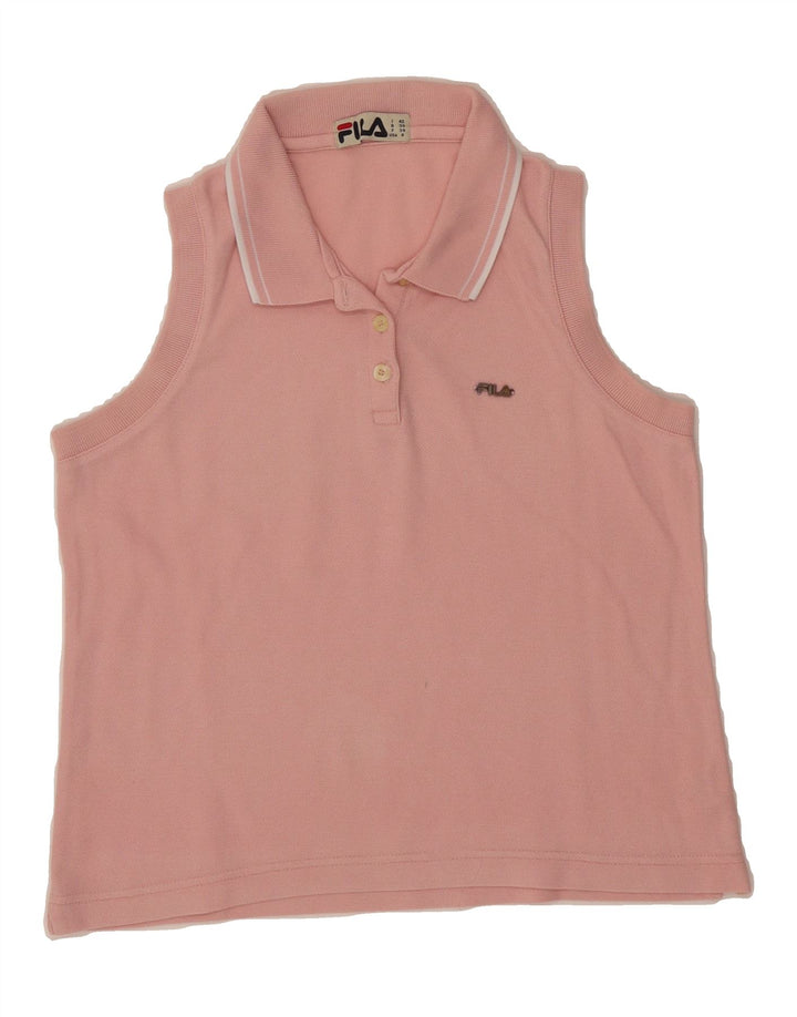 FILA Womens Sleeveless Polo Shirt IT 42 Medium Pink Cotton Vintage Fila and Second-Hand Fila from Messina Hembry 