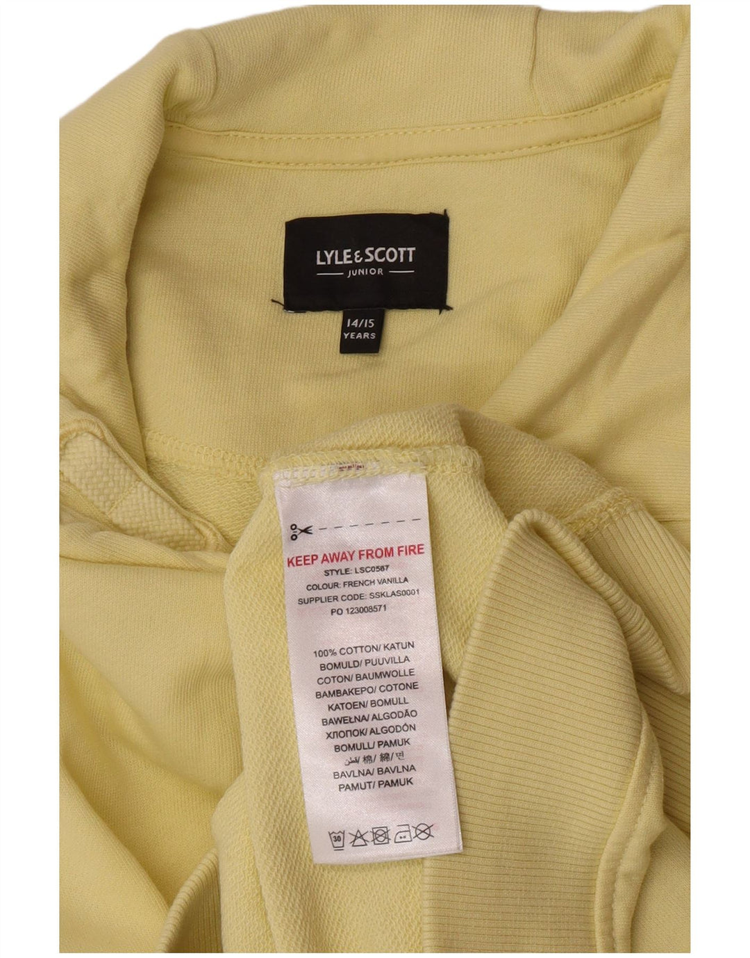 Felpa con cappuccio da bambino Lyle & Scott 14-15 anni in cotone giallo