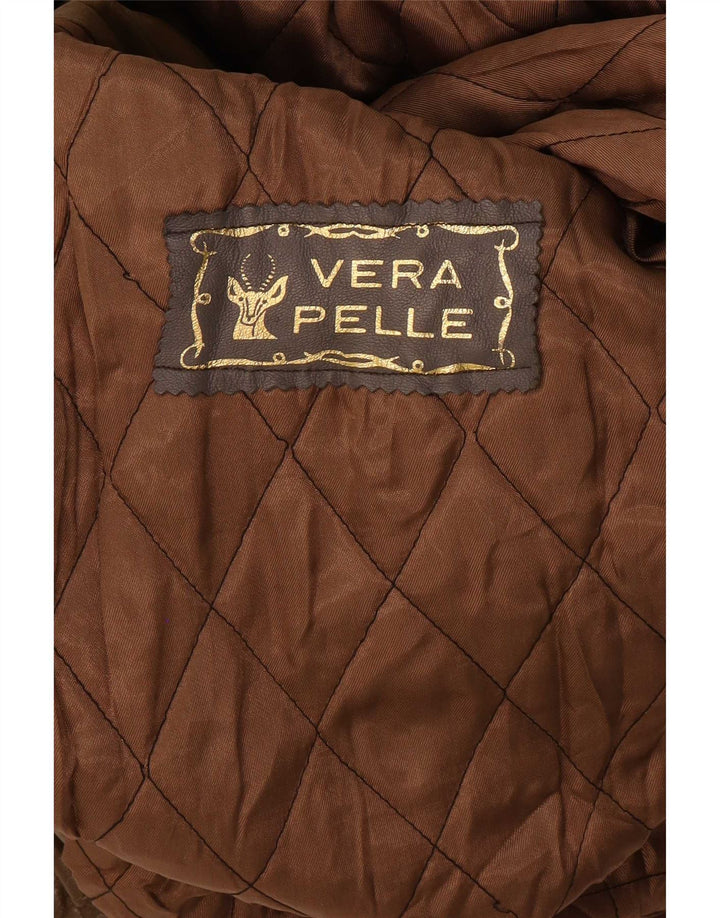 Giacca in pelle vintage da donna IT 42 media kaki