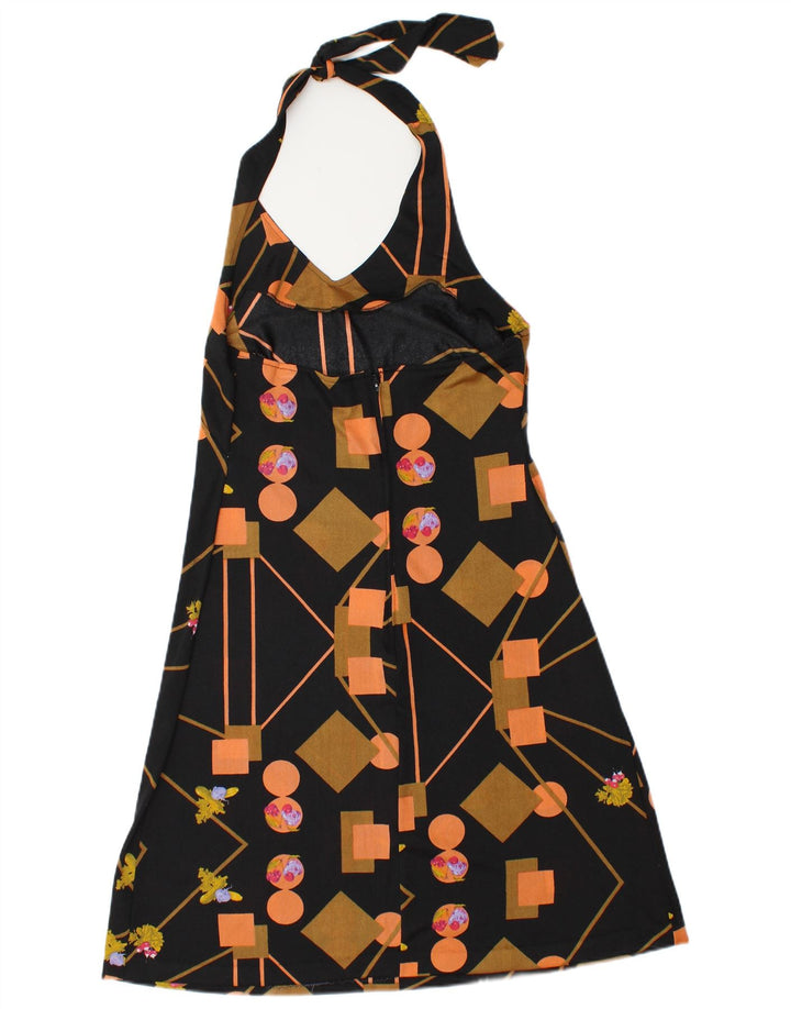 Abito vintage da donna alla caviglia IT 48 XL Nero geometrico