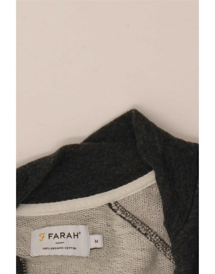 Felpa da donna con collo con zip Farah, maglione, UK 12, cotone grigio medio