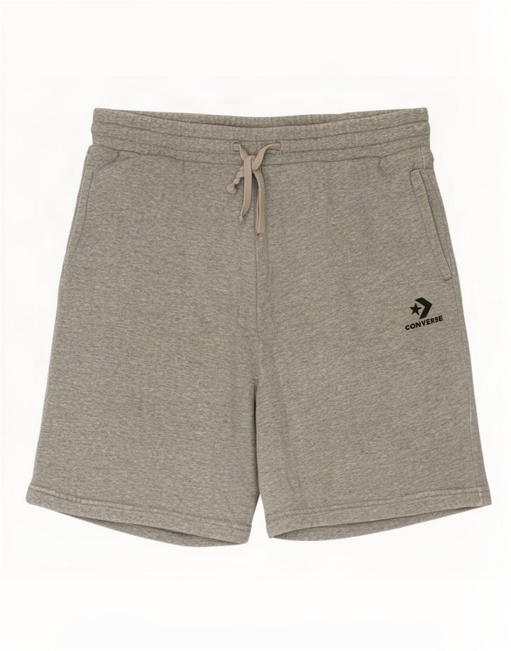 Pantaloncini sportivi da uomo Converse in cotone chiazzato grigio medio