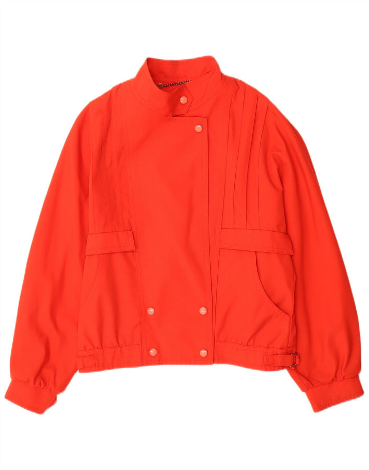Giubbotto bomber doppiopetto vintage da donna UK 12 poliestere rosso medio