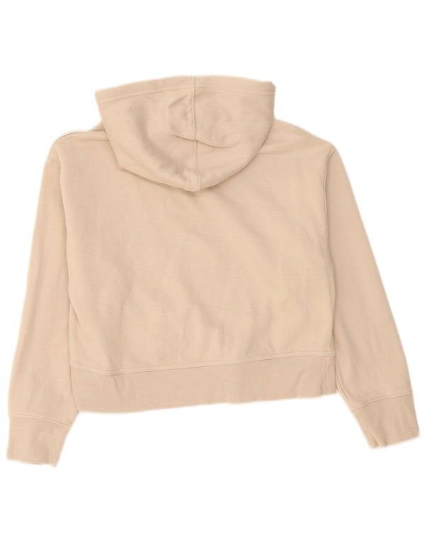 Maglione corto con cappuccio oversize da donna Zara UK 10 piccolo in cotone beige