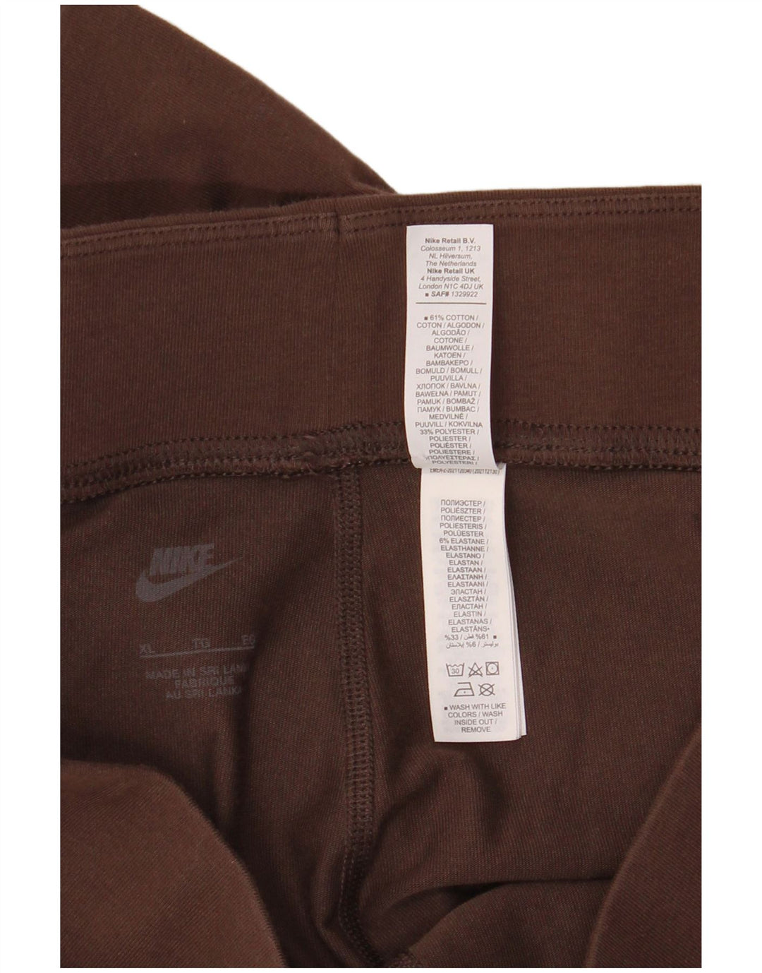 Leggings grafici da donna Nike UK 18 XL cotone marrone