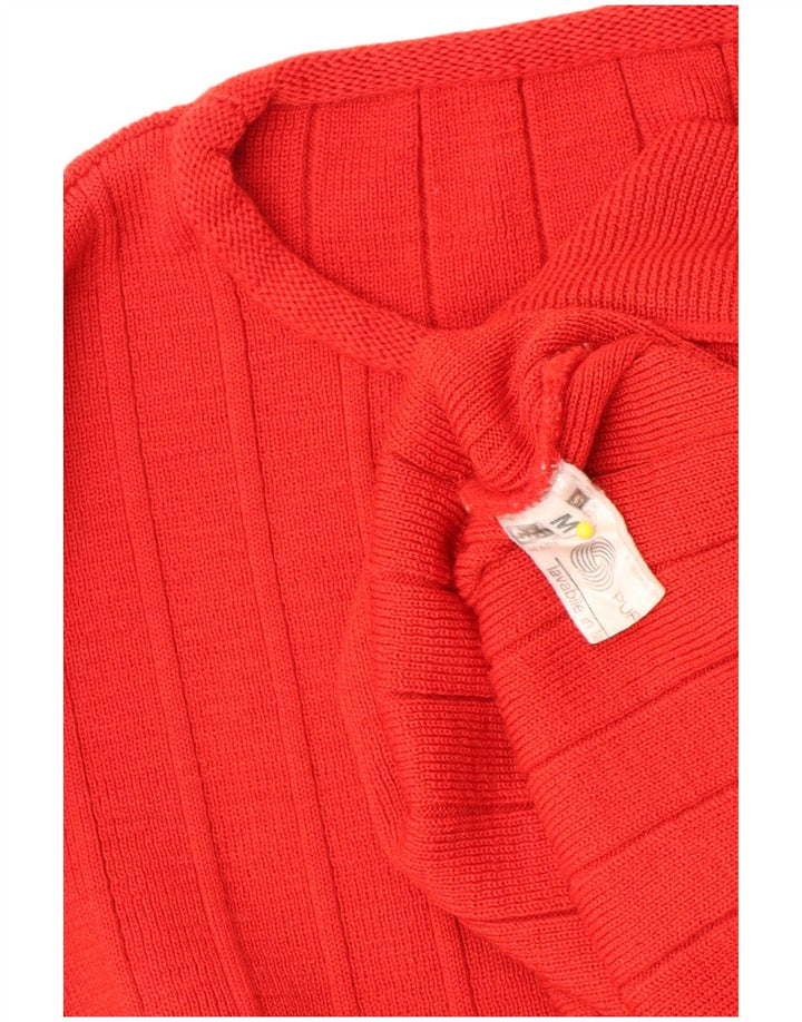 Maglione maglione girocollo oversize da donna vintage UK 14 a righe rosse medie