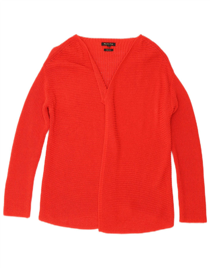 Maglione cardigan aperto da donna Massimo Dutti UK 10 piccolo cotone rosso