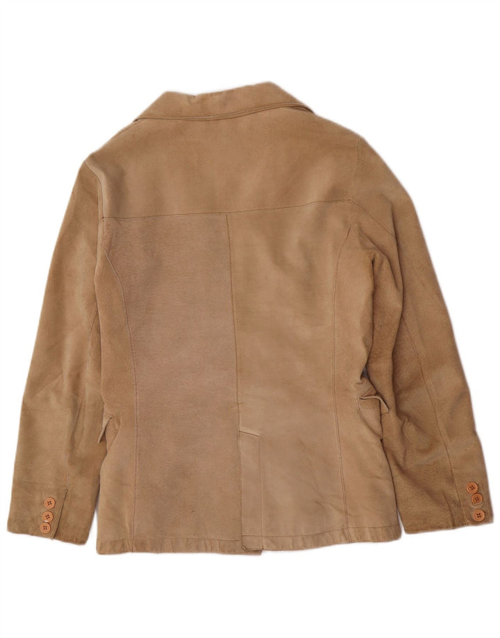 Giacca Blazer da Donna in Pelle Scamosciata a 2 Bottoni Conbipel IT 48 XL in Pelle Beige