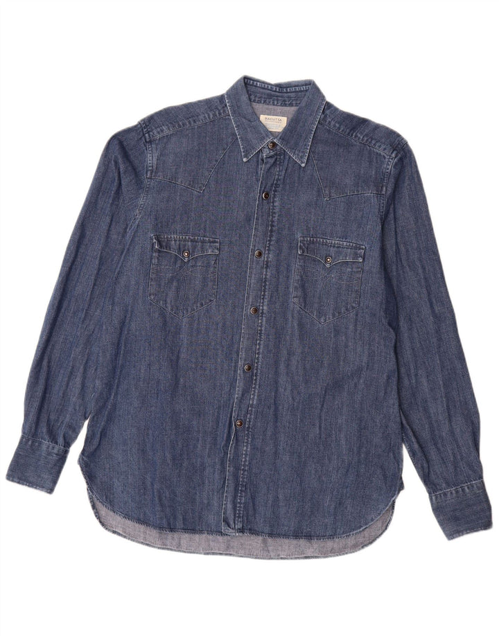 Camicia di jeans da uomo Bagutta grande blu