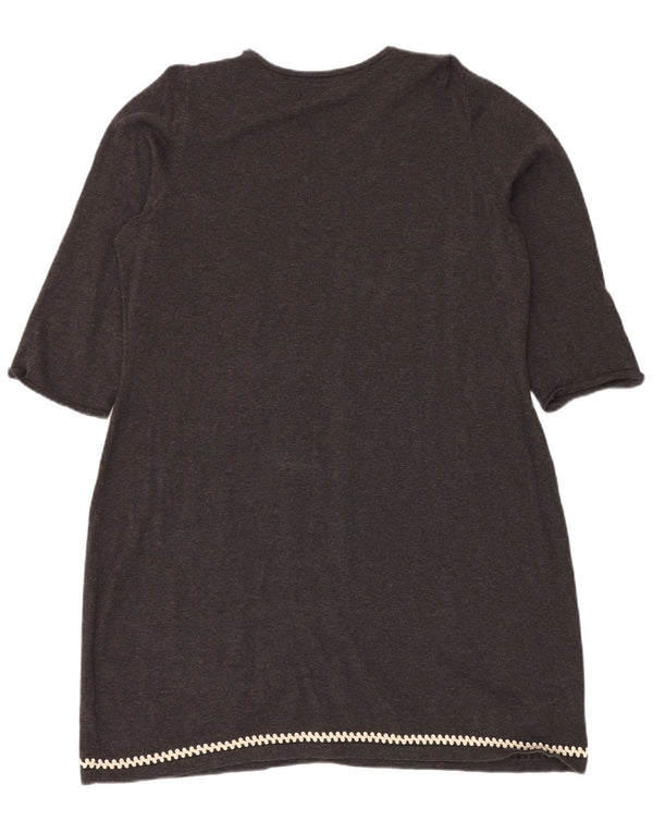 MONSOON Womens 3/4 Sleeve Jumper Dress UK 18 XL Grey Floral Cotton