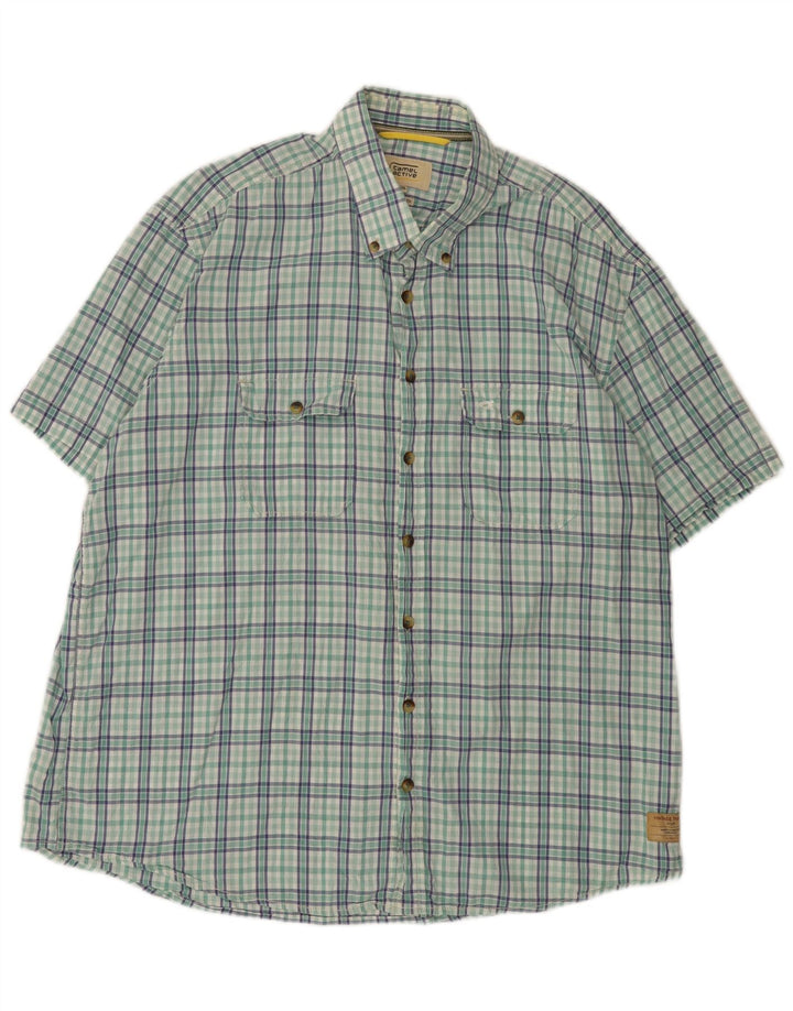 Camicia da uomo a maniche corte vestibilità regolare Camel Active 2XL cotone a quadri verde