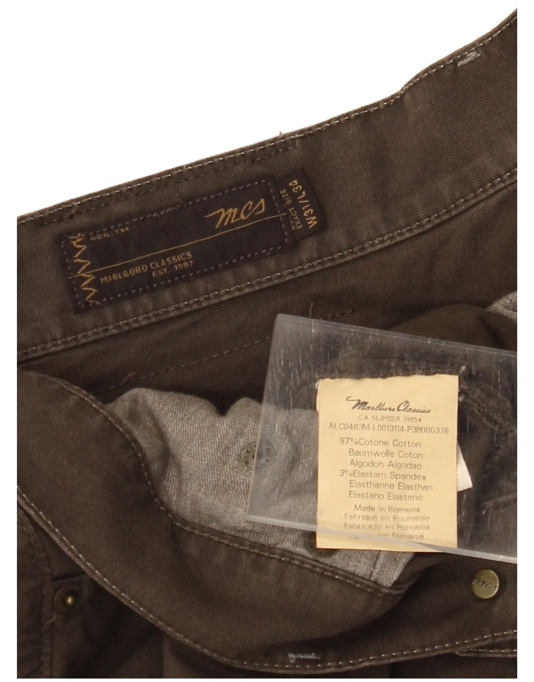 MARLBORO CLASSICS Pantaloni casual dritti da donna W31 L30 cotone marrone