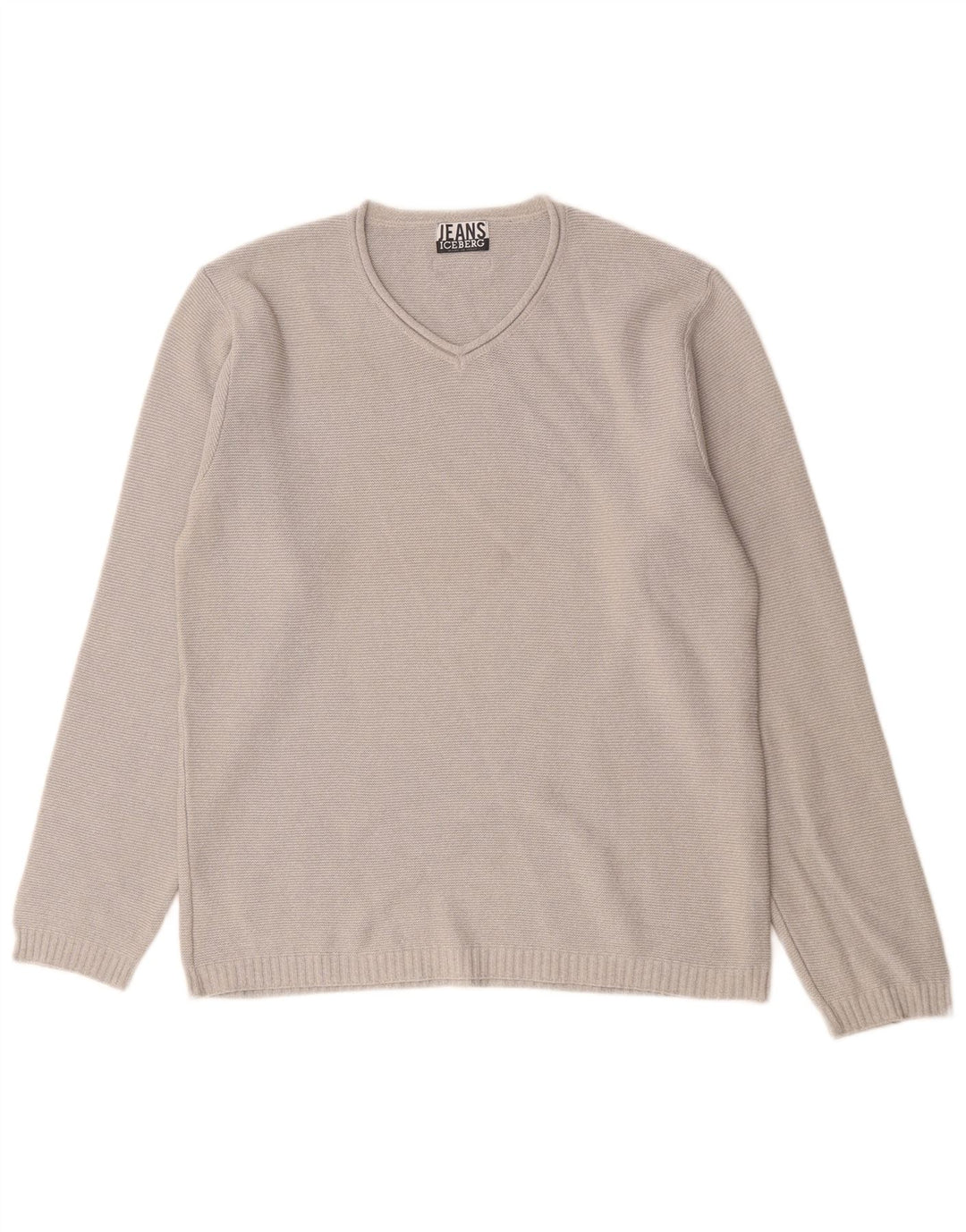 Maglione da uomo con scollo a V Iceberg in cotone grigio medio