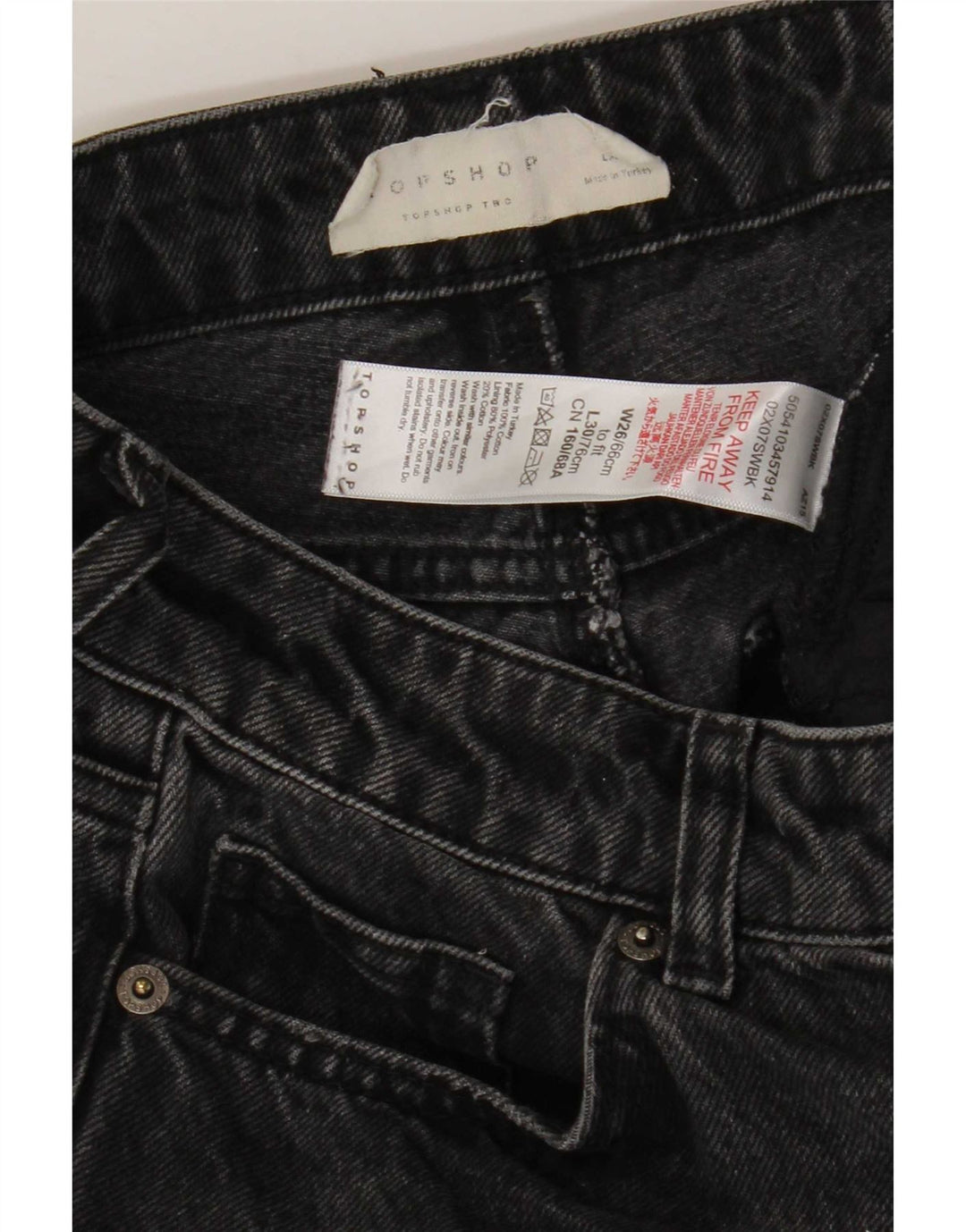 Jeans svasati da donna Topshop W26 L30 cotone grigio