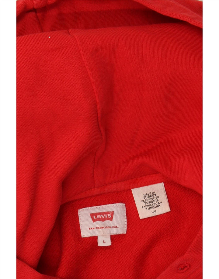 LEVI'S Mens Graphic Hoodie Jumper Large Red Cotton