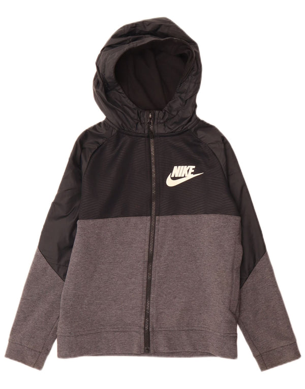 Felpa con cappuccio e zip Nike per ragazzi, 10-11 anni, cotone color block nero medio