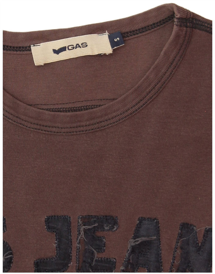T-shirt grafica da uomo Gas Top piccola in cotone grigio