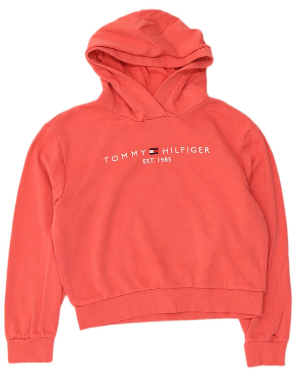 Maglione con cappuccio grafico oversize da donna Tommy Hilfiger UK 8 piccolo rosa