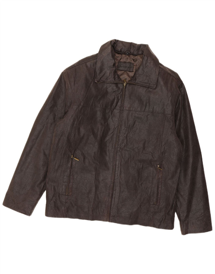 Giacca in pelle vintage da uomo UK 40 grande in pelle marrone