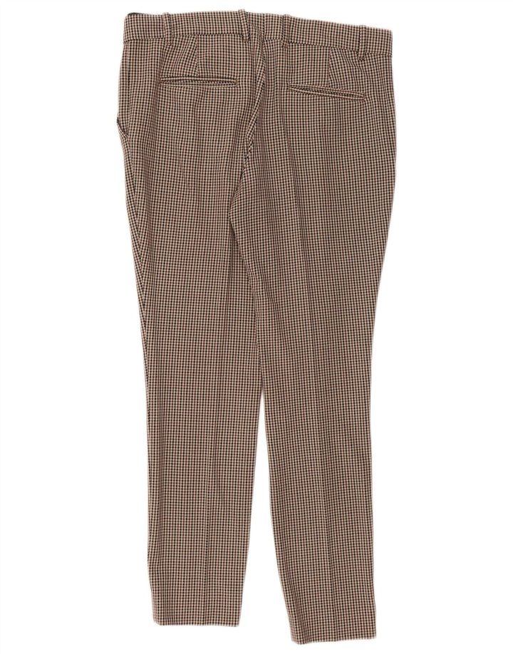 Pantaloni da abito slim da donna Zara medi W30 L29 poliestere pied de poule beige