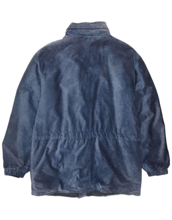Giacca vintage in pelle scamosciata da uomo IT 50 grande blu modal