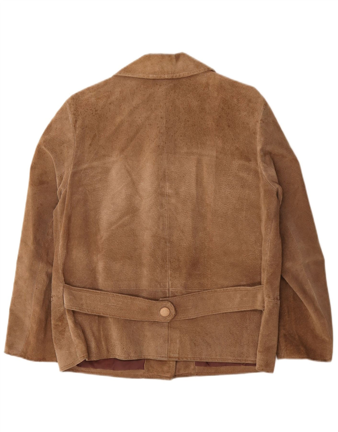 Giacca blazer vintage da donna in pelle scamosciata a 3 bottoni UK 16 grande beige