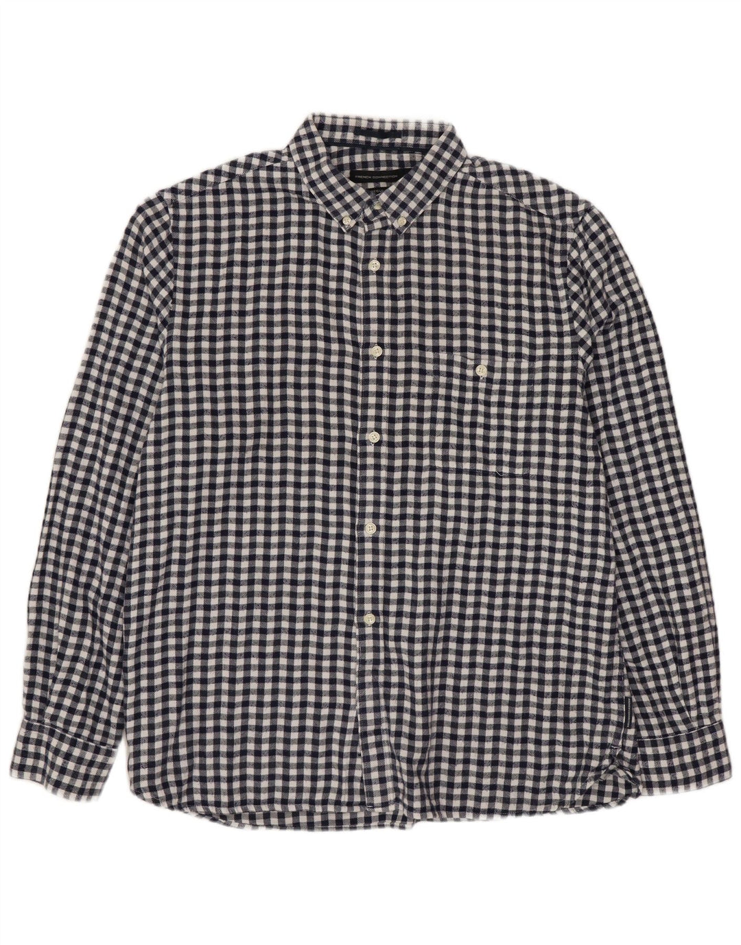 FRENCH CONNECTION Camicia da uomo regolare in flanella grande a quadretti blu navy