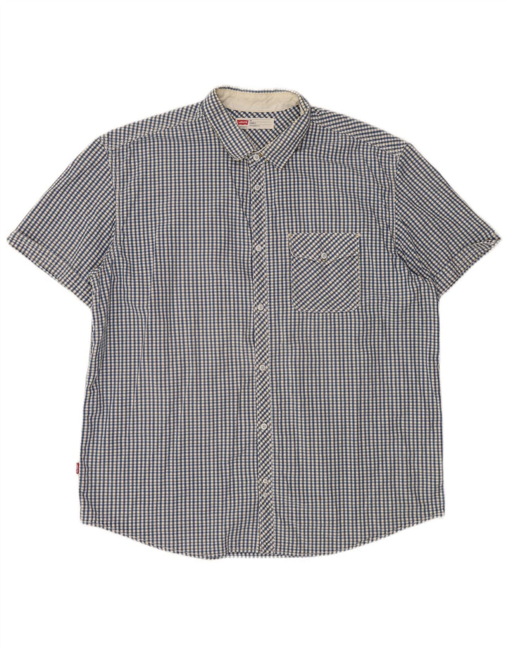 Camicia Levi's da uomo a maniche corte vestibilità standard 2XL Blu a quadri in cotone classico
