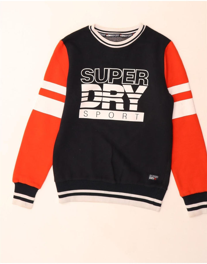 Felpa grafica da uomo Superdry, maglione in cotone color block medio nero