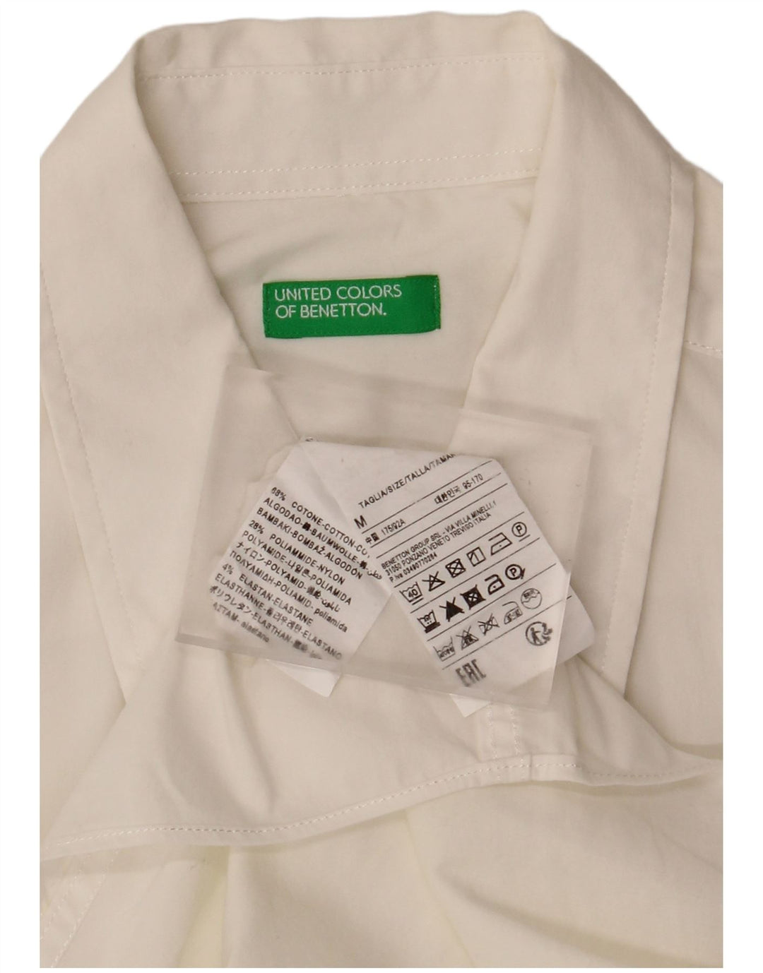 Camicia da uomo Benetton in cotone bianco sporco medio