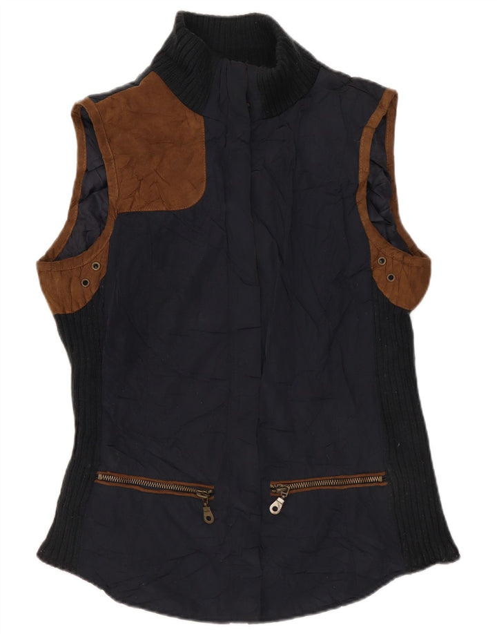 Gilet da donna ZARA UK 10 piccolo in poliestere color block blu navy