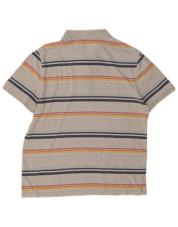Polo da uomo Fat Face Large in cotone a righe grigie