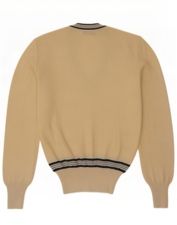 Maglione vintage da uomo con scollo a V IT 50 a righe beige medio