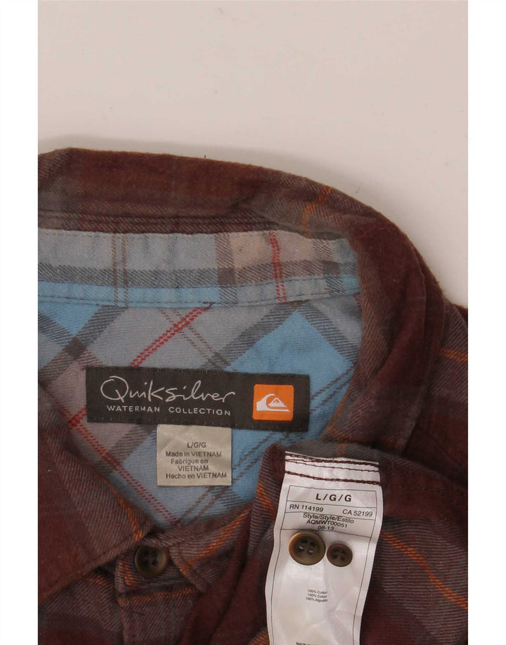 Camicia in flanella da uomo Quiksilver, cotone a quadri marroni grandi