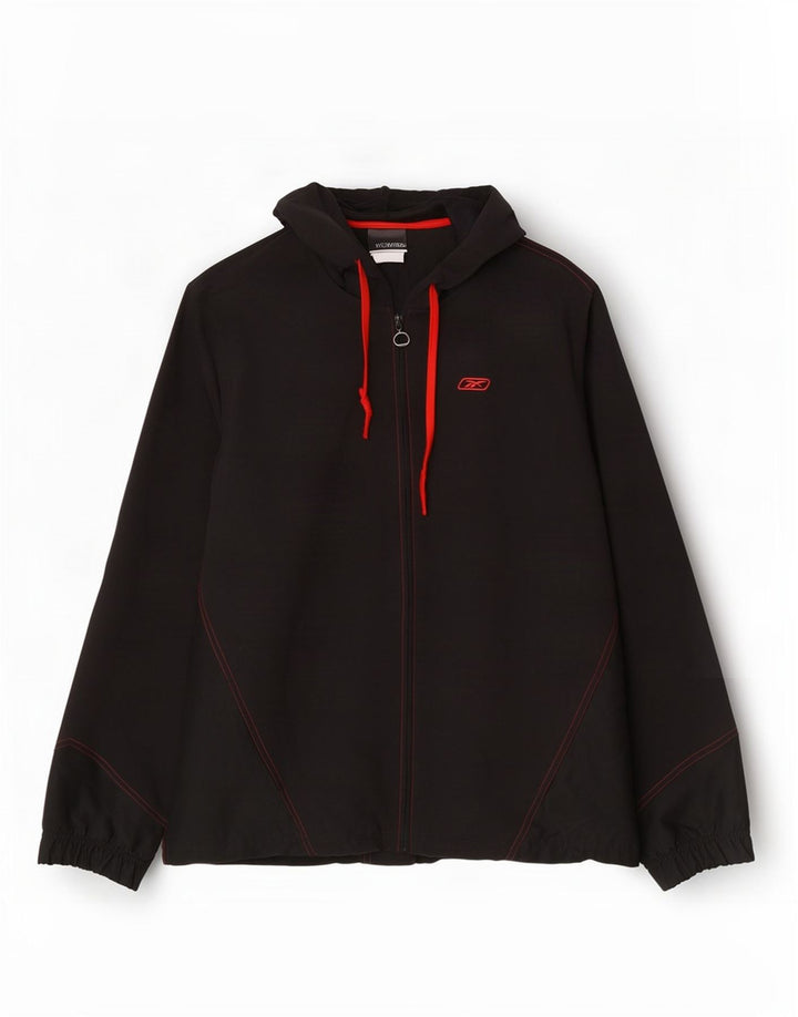 Giacca antipioggia con cappuccio da donna Reebok UK 14 Large Nero Poliestere