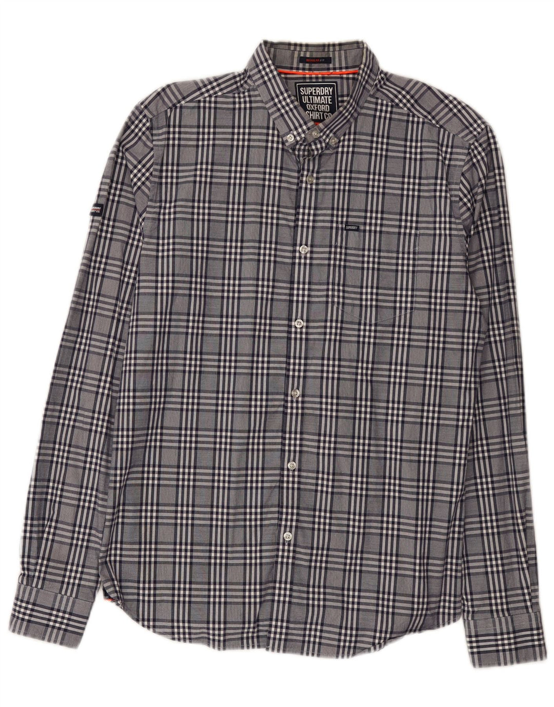 Camicia da uomo Regular Fit Superdry a quadri grigi grandi