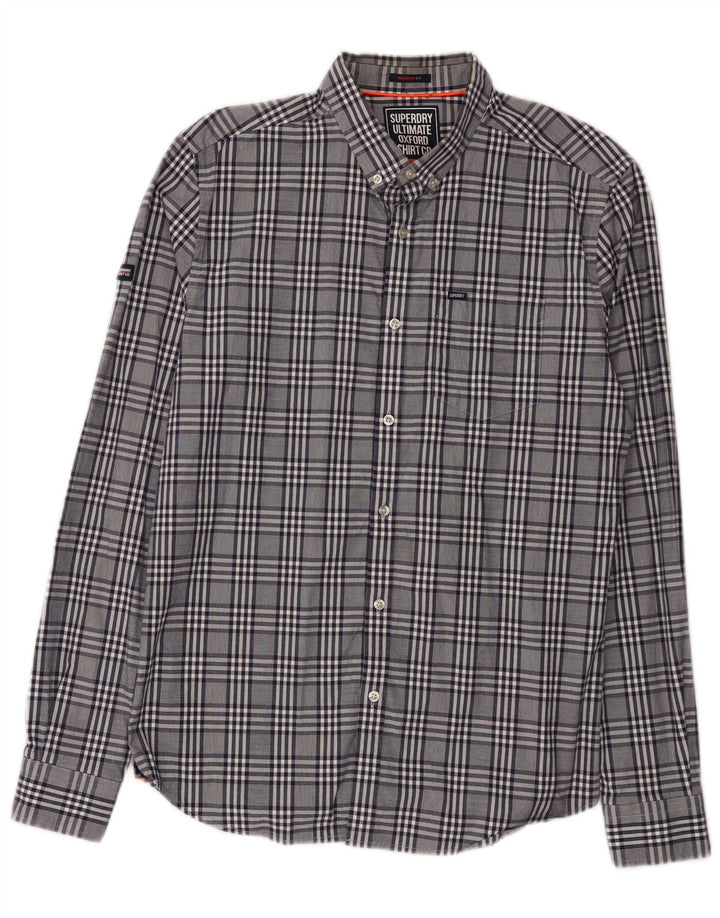 Camicia da uomo Regular Fit Superdry a quadri grigi grandi