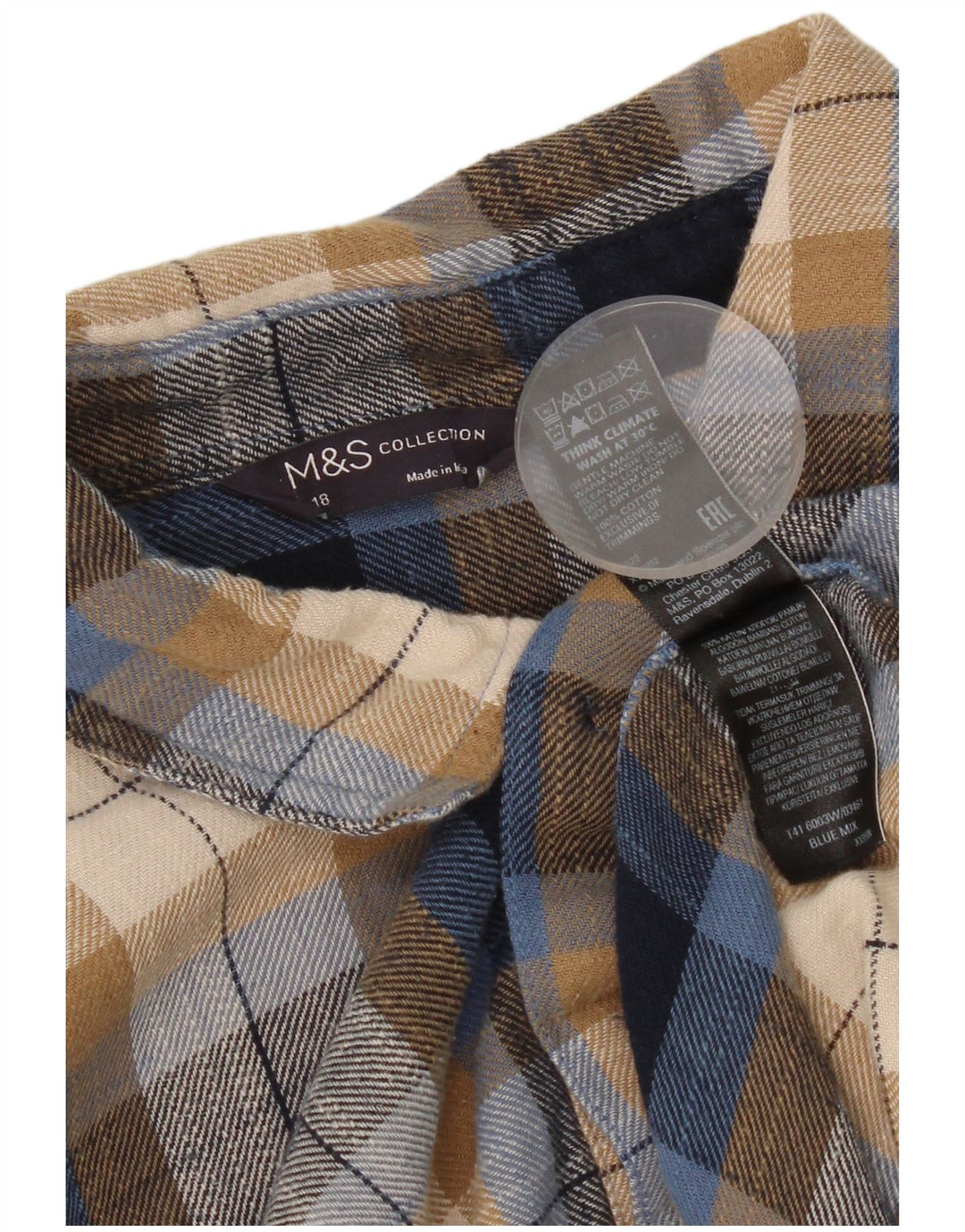 Camicia in flanella da donna Marks & Spencer UK 18 XL Cotone a quadri multicolore