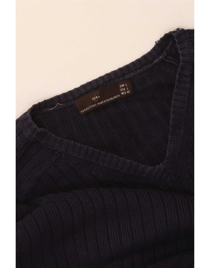 Maglione Zara da uomo con scollo a V grande blu navy