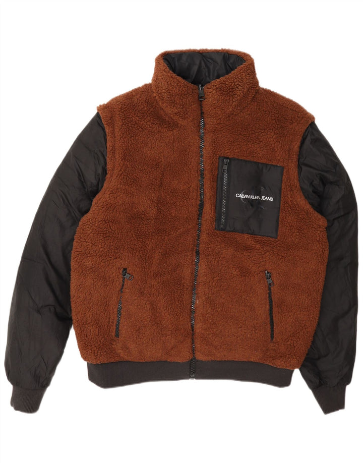 Giacca imbottita reversibile da uomo Calvin Klein UK 36 Small Brown Colourblock