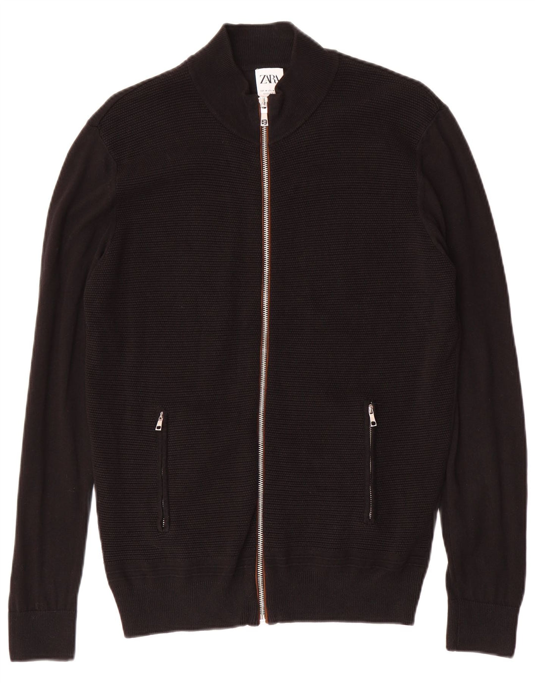 Maglione Cardigan Uomo ZARA Cotone Nero Medio