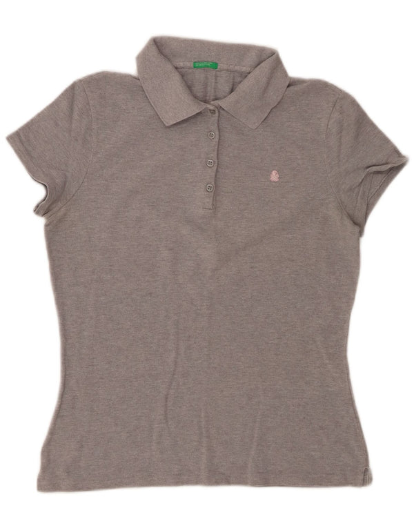 Polo Benetton Donna UK 12 Grigio Medio