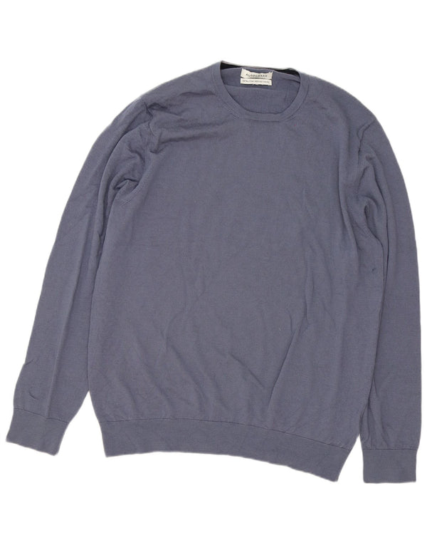 Maglione maglione girocollo da uomo autografo XL in lana merino blu