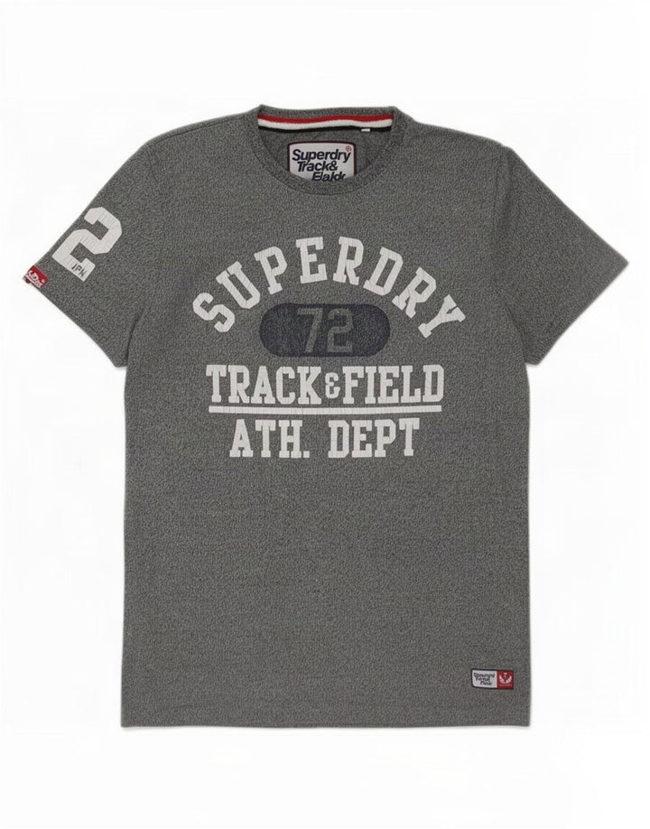 T-shirt grafica da uomo Superdry Top grande in cotone grigio