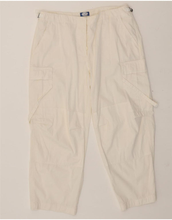 BLUGIRL BLUMARINE Womens Crop Cargo Trousers IT 46 Large W32 L26 White